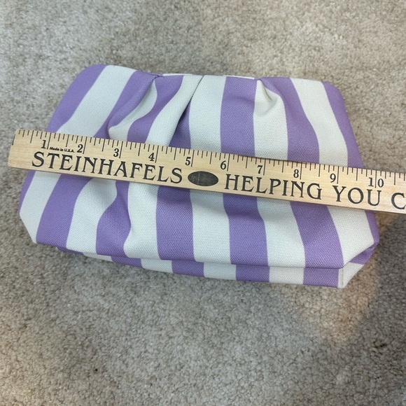 Canvas Preppy Clutch Purple White Striped Summer Bag Phone Essentials Grab N Go - Picture 6 of 9